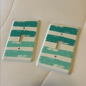 Set of 2 Light Switch Covers - Teal and White